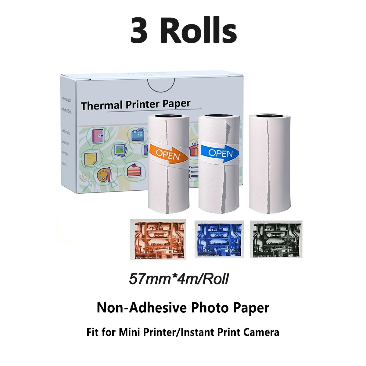 Mini Pocket Printer 5 Rolls Of Self-Adhesive Paper Portable Thermal Printer For Printer Suitable For Home Office Study And Work