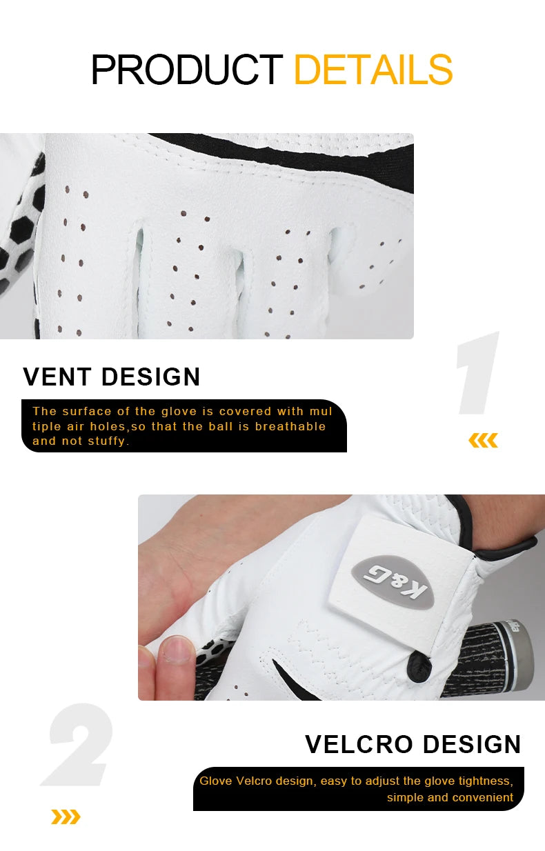 Pack 1 Person Golf Gloves Men's Left Hand Soft Breathable Pure Sheepskin Non-slip Pellet Golf Gloves Golf Men 22/23/24/25/26