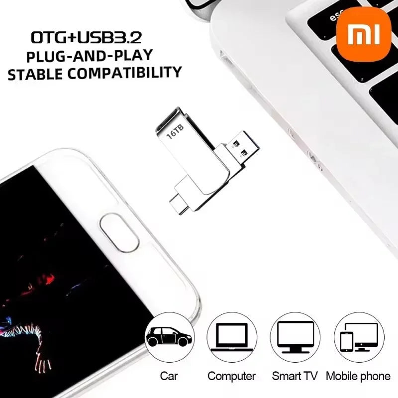 Xiaomi 16TB USB 3.2 Flash Drives High Speed Transfer Metal Pendrive Memory Card Pendrive Flash Disk Memoria Waterproof Stick NEW