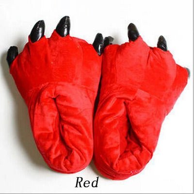 Winter Soft Warm Monster Dinosaur Paw Funny Slippers  Women Kids Parent-child Home  Slipper Shoes Room Cotton Random lining