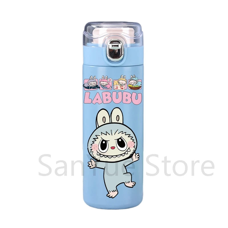 400Ml Water Bottle Cartoon Printed Thermos Cup Pocket Stainless Steel Thermal Coffee Mug Vacuum Insulated Flask Cup Kid Gift