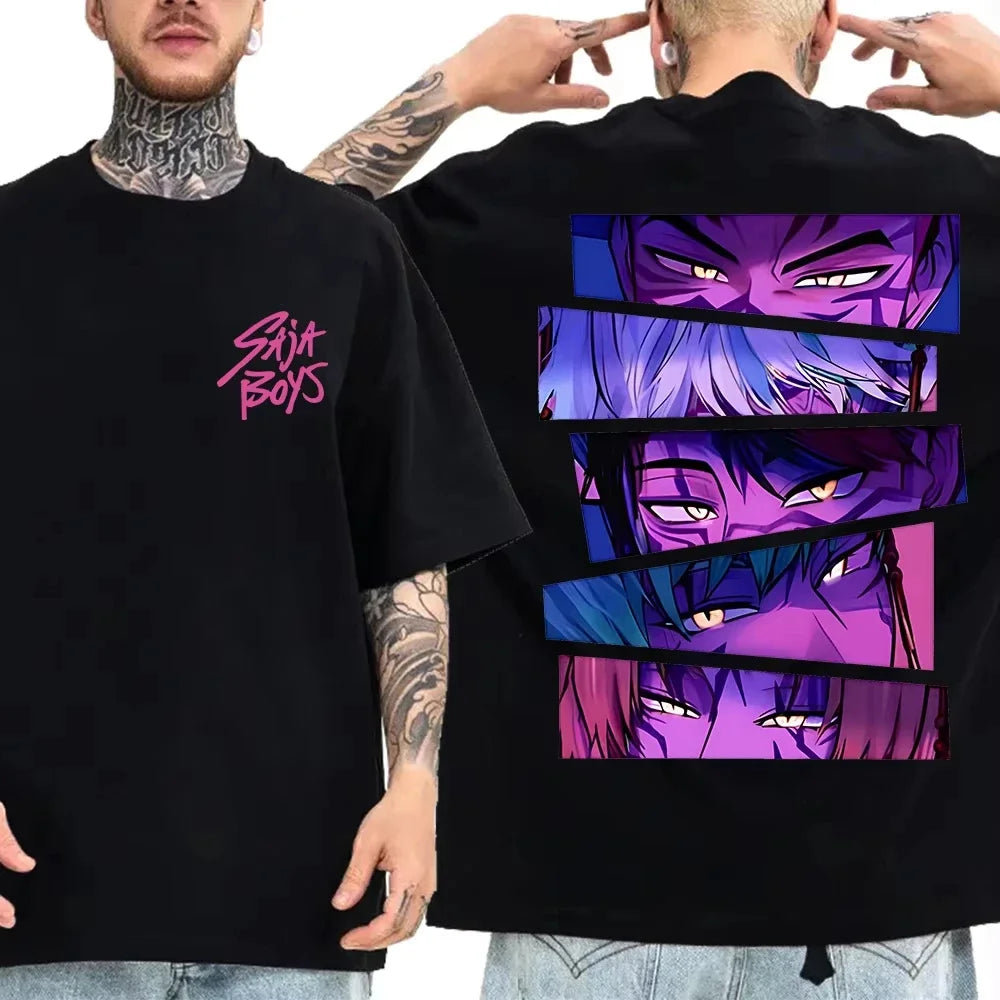 2025 Summer Kpop Devil Hunter Saja Boy T-shirt KPop Demon Hunters Casual Anime Cotton T-shirt Top Suitable Men Women