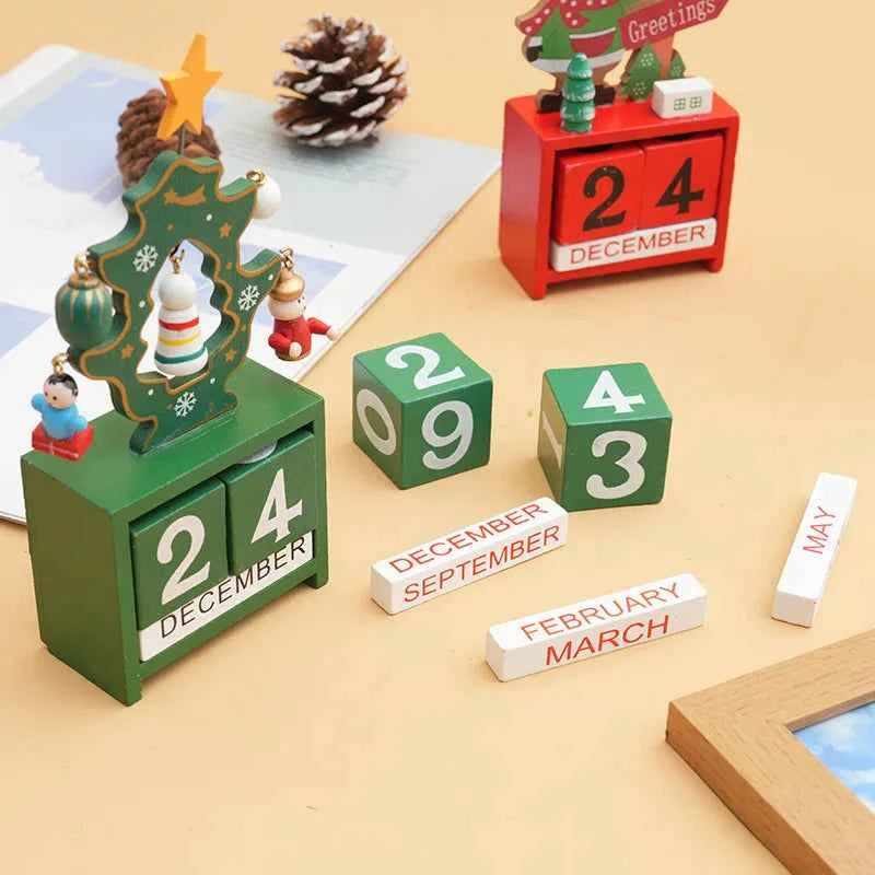 Christmas Advent Calendar Christmas Decorations Cute Snowman Elk Santa Claus Calendar Desktop Ornament New Year Gift Navidad