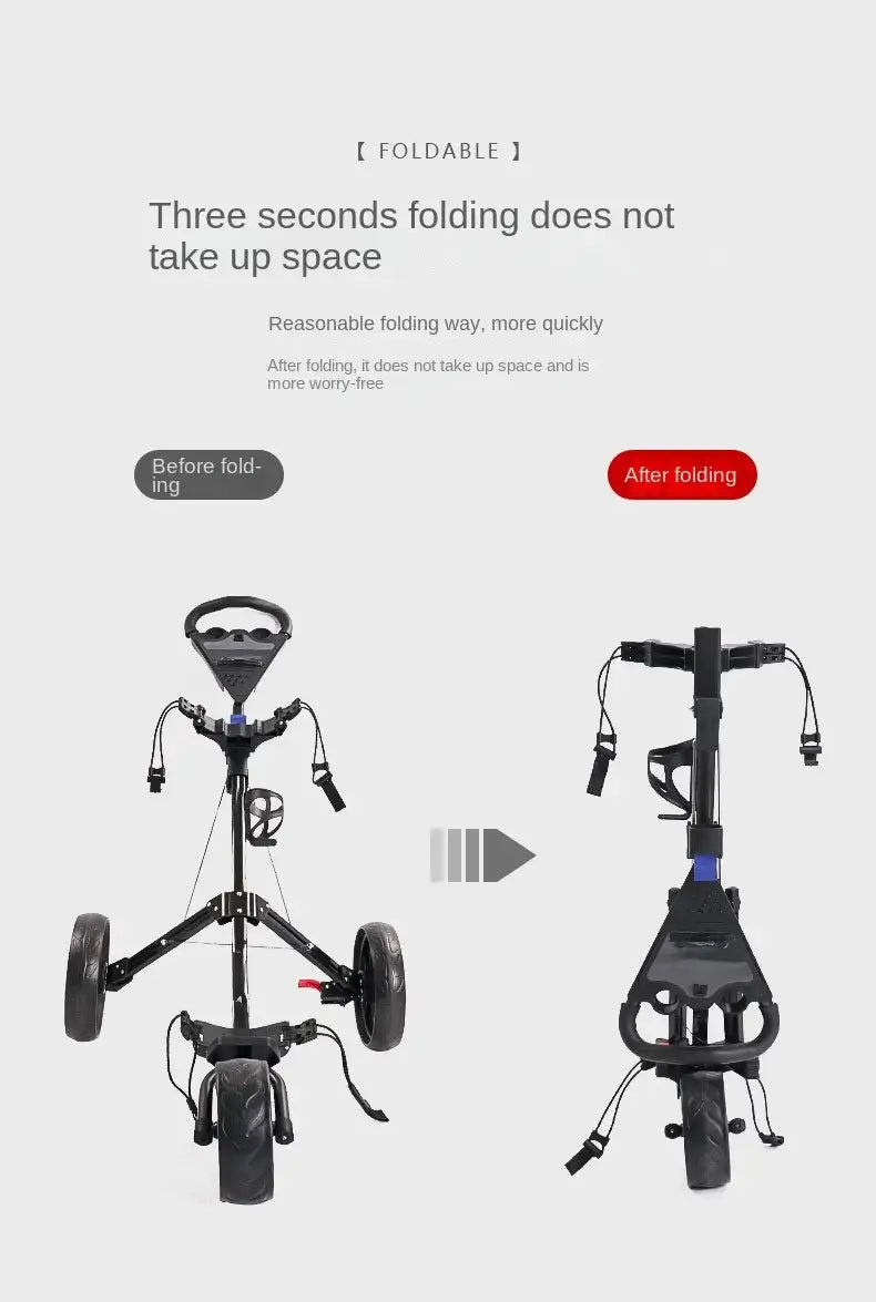 Golf Trolley 3-Wheel Trolley Foldable Lightweight Storage High Load Capacity Golf Accessory Supplies - YourGiftIdeasUK