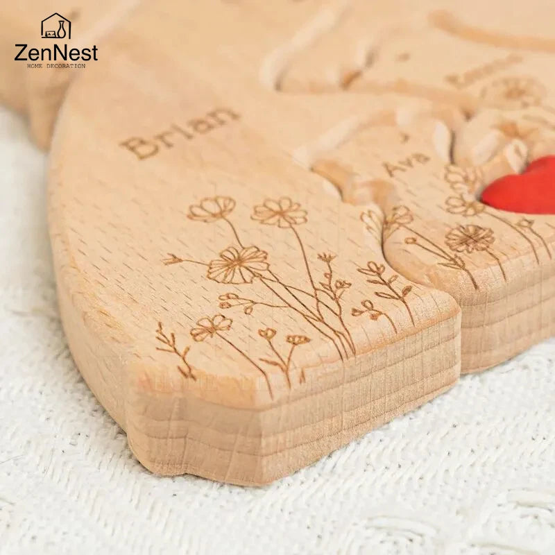 Artistic Wooden Puzzles, Little Bear Family Personalized Name Puzzles, Christmas Gifts, Home Tabletop Decorations