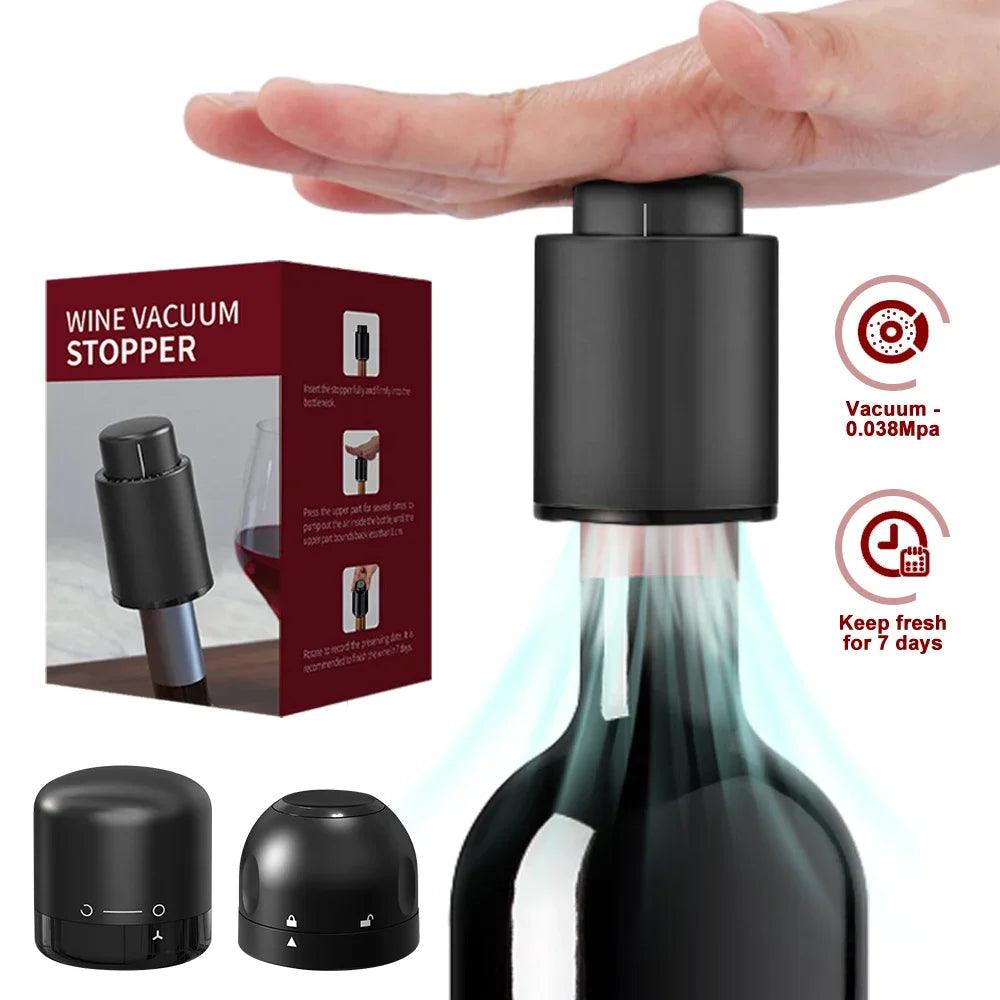 1/2pc Vacuum Wine Bottle Cap Stopper Sealed Storage Vacuum Memory Wine Stopper Push Style Barware Wine Cork Black Bar Tools - Your Gift Ideas