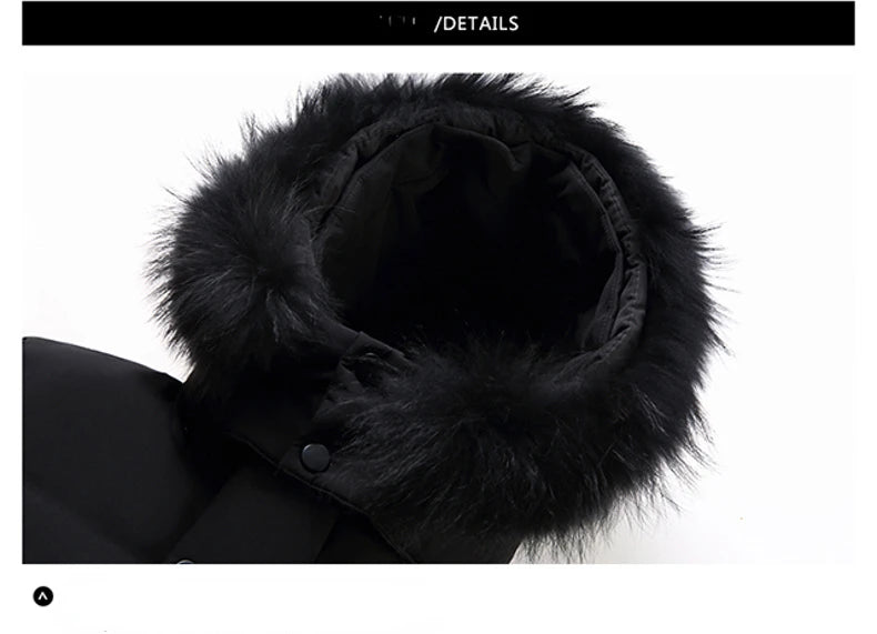 Luxury Long Down Jacket Men's Winter Korean Style Detachable Fur Collar Cap White Duck Down Warm Coat Brand Lightweight Parka