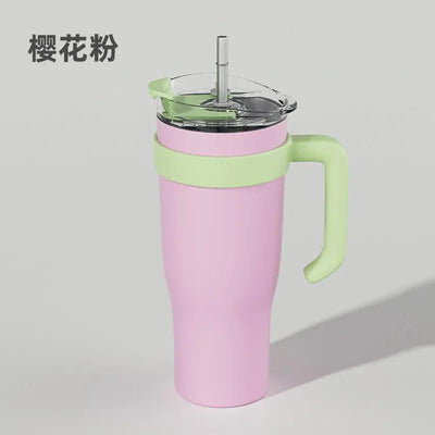1200ml 40oz Tumbler With Handle Lid and Straw Insulated Stainless Steel Dupe Travel Mug Iced Coffee Cup In-Car Vacuum Gradient - Your Gift Ideas