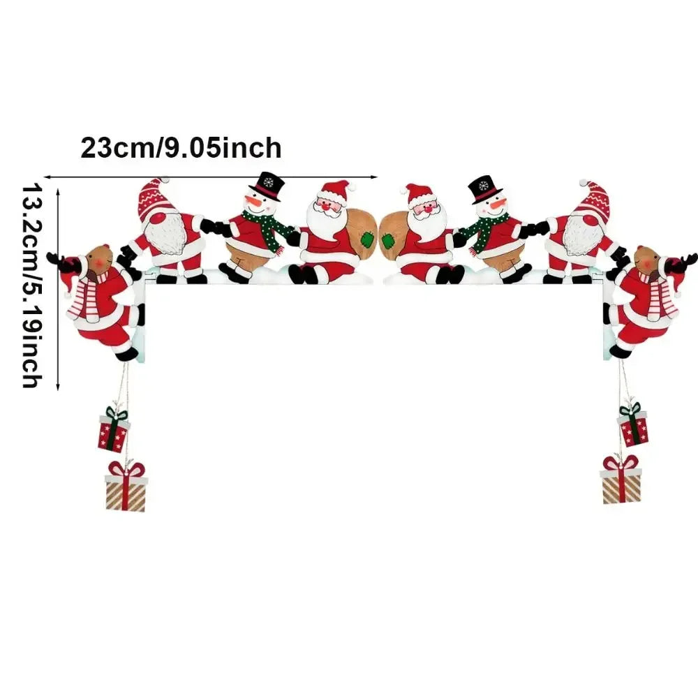 Christmas Door Frame Decoration, Santa Claus Snowman Elk Wooden Christmas Decorations, Door Frame Sign Pendant Xmas Party Decor - YourGiftIdeasUK
