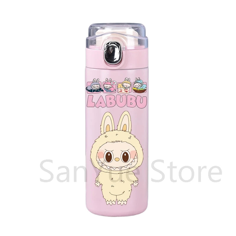 400Ml Water Bottle Cartoon Printed Thermos Cup Pocket Stainless Steel Thermal Coffee Mug Vacuum Insulated Flask Cup Kid Gift