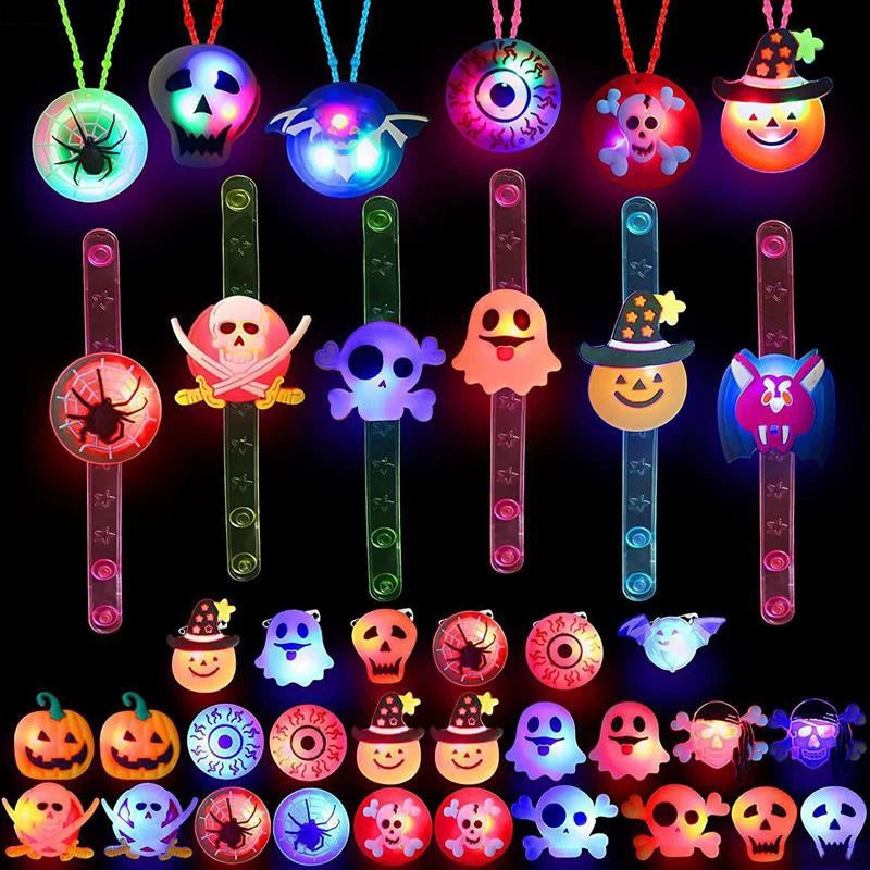 5-10-20PCS Glowing Pumpkin Ghost Bracelet Rings Kids - YourGiftIdeasUK