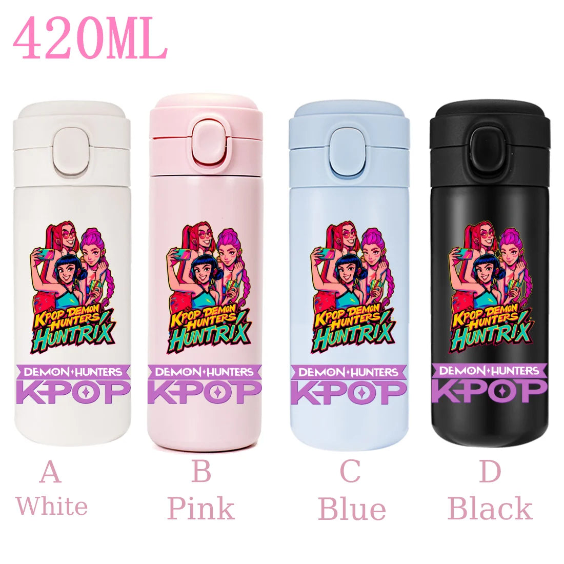 420ML KPop Demon Hunters Cartoon Stainless Steel Thermal Water Bottle Mini Leak Proof Portable Insulated Cup Birthday Gift - YourGiftIdeasUK