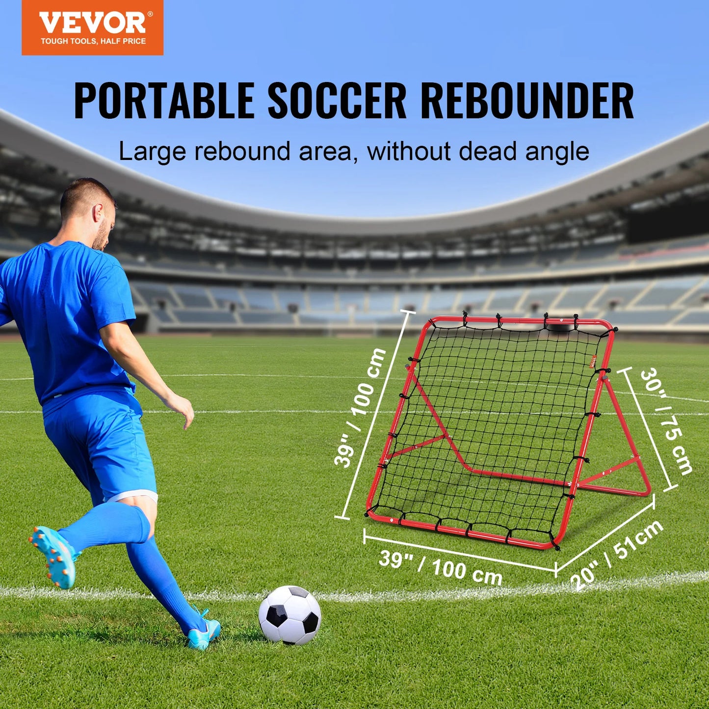 VEVOR Soccer Rebounder Rebound Net Portable Football Training Gifts Adjustable Angles Goal Net Aids & Equipment  Easy Set Up