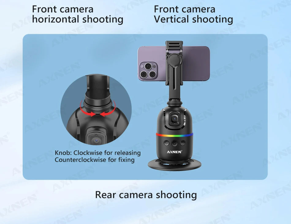 Smart Auto Face Tracking Desktop AI Gimbal for Smartphone & Action Camera 360 Rotation Follow Focus Vlog Kit, Option with Tripod