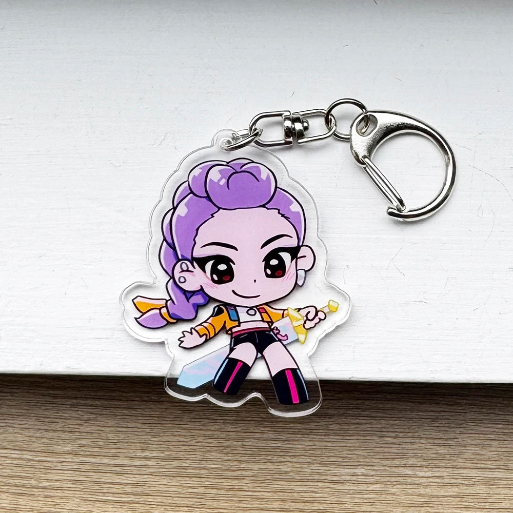 9pcs Kpop Demon Hunter Acrylic Keychain Set Rumi Zoey Mira Jinu Baby Abby Mystery Cute Design Aesthetic Keyrings for Bags