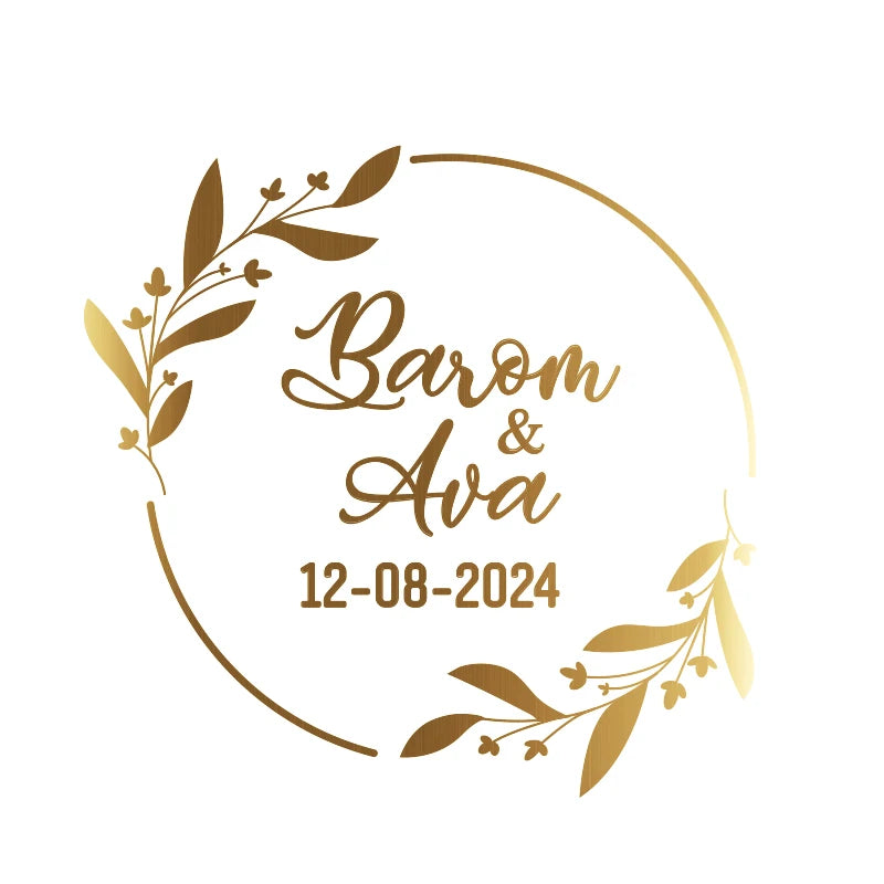 Custom 50pcs Round Gold Foil Clear Label Stickers Wedding Party Envelope Gift Bag Candles Box Pack Cookie Thank You Stickers