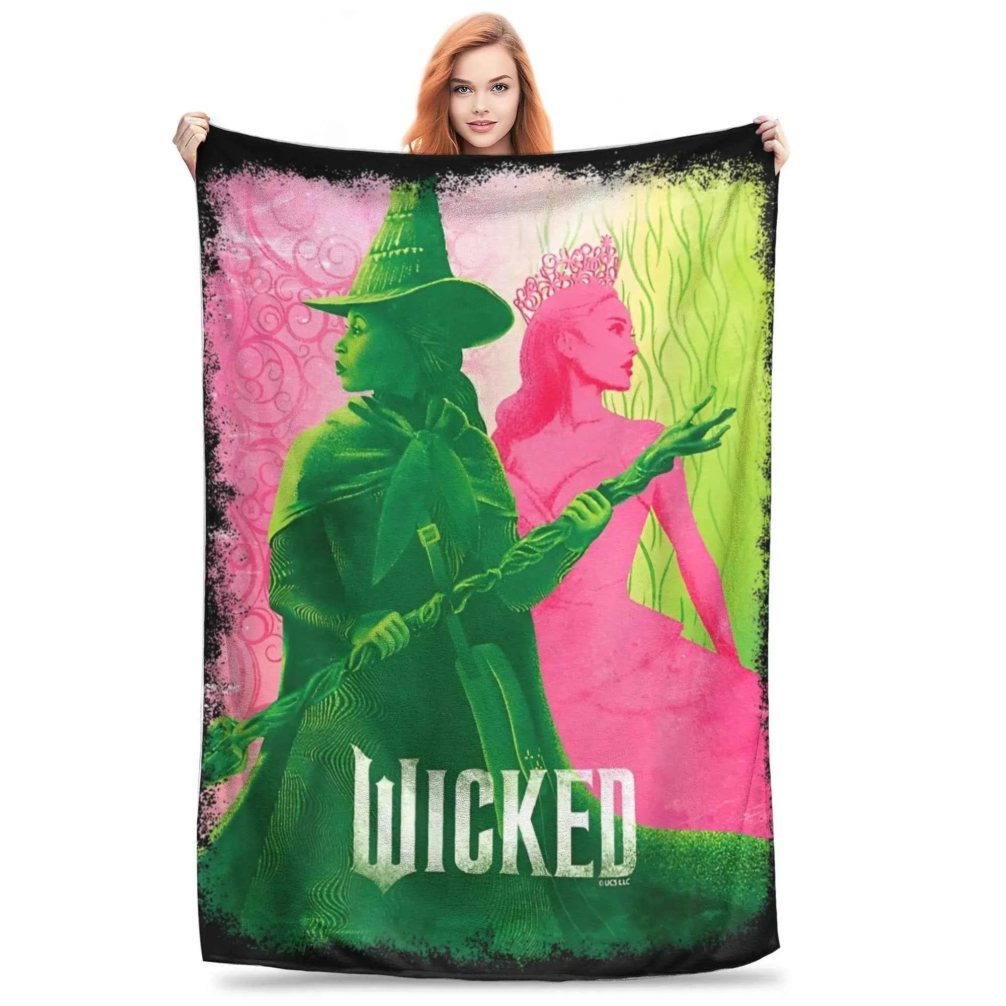 Wicked Elphaba & Glinda Tonal Blanket Magic Movie Flannel Throw Blankets Bedspreads Printed Soft Warm Multifunction Quilt