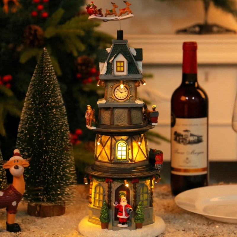 Delicate Christmas Music Box House Figurine with Led Light - YourGiftIdeasUK