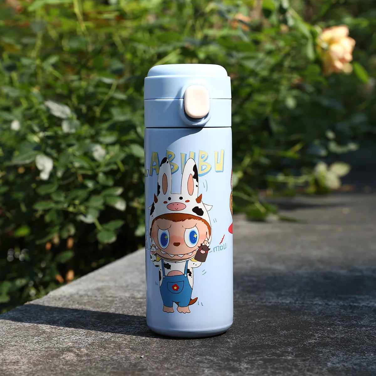 Printed 400Ml Water Bottle Thermos Cup Pocket Stainless Steel Thermal Coffee Mug Vacuum Insulated Flask Cup Kid Gift