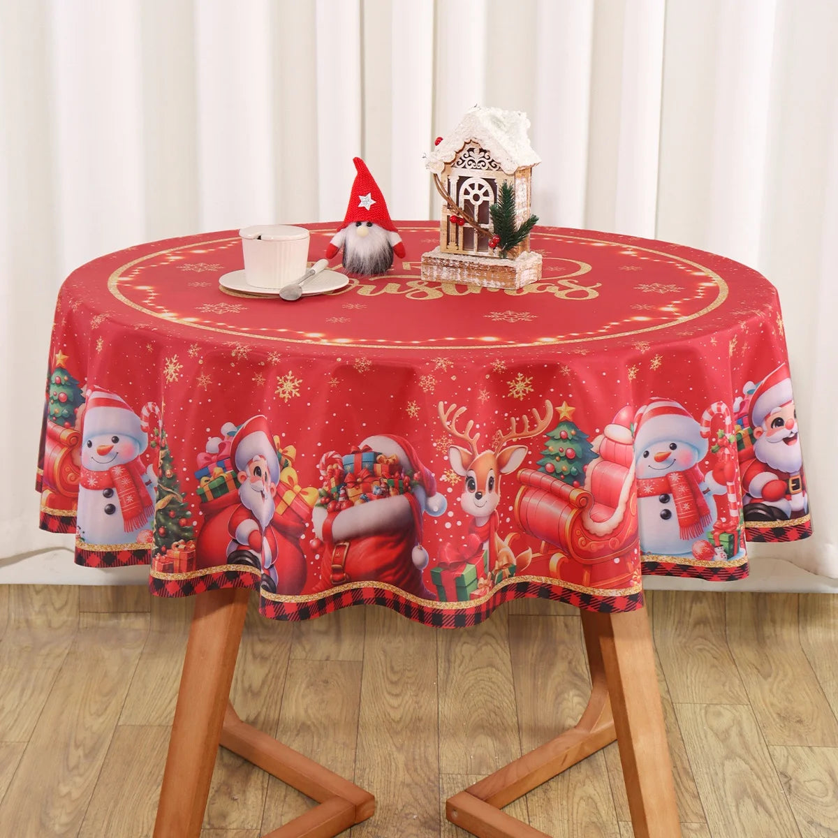 Christmas Tablecloth Christmas Party Decoration 2025 Xmas Table Decor Santa Claus Table Cover Navidad Natal New Year Gift 2026 - YourGiftIdeasUK