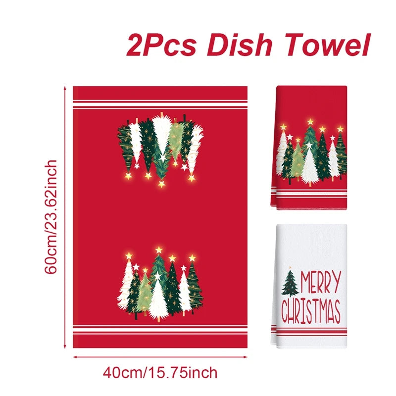 2pcs Christmas Kitchen Towels Merry Christmas Party Decoration 2025 Xmas Santa Claus Dish Towel Navidad Natal New Year Gift 2026 - YourGiftIdeasUK