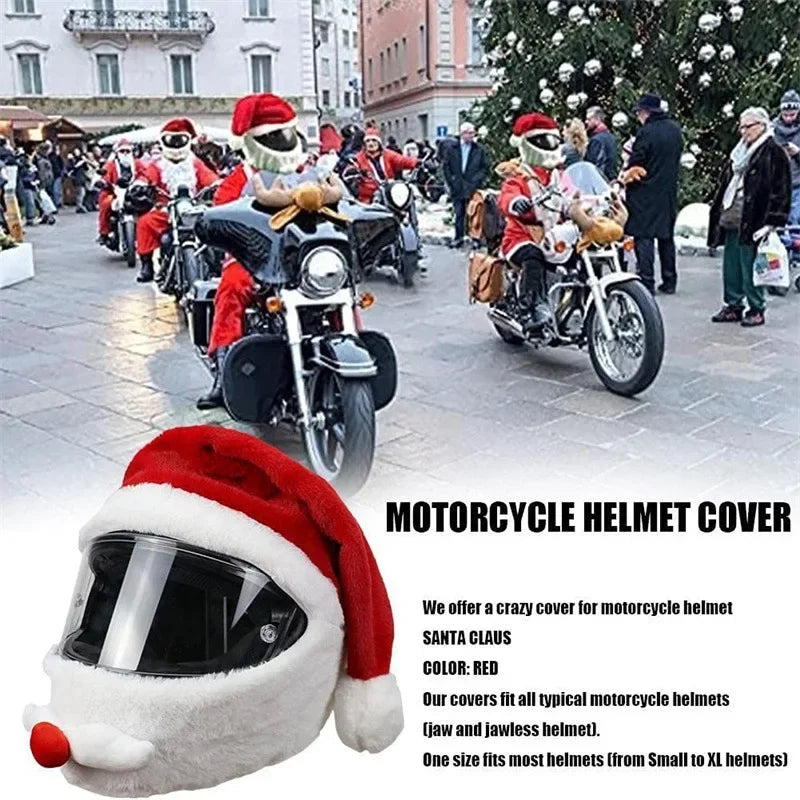 Santa Cycling Helmet Christmas Motorcycle Helmet Cover Full Face Safe Hat Santa Claus Racing Cap Merry Christmas Decoration Gift