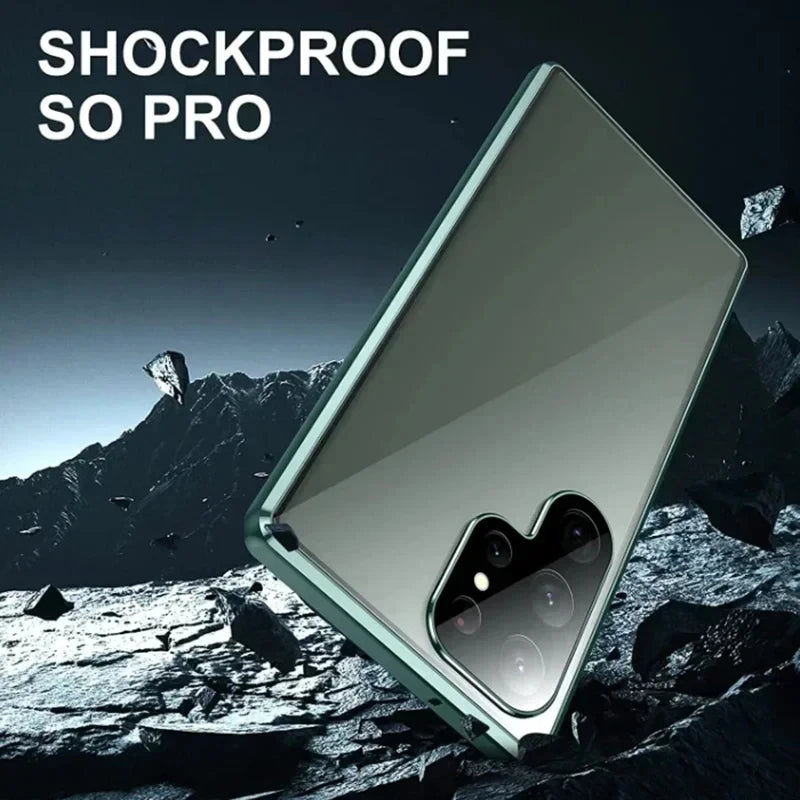 Anti Peeping Metal Phone Case For Samsung Galaxy S25 S24 S23 S22 Ultra Plus 360 Degree Privacy Protection Magnetic Phone Cover