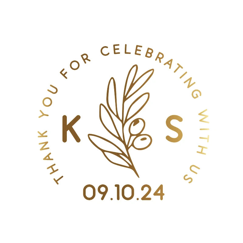 Custom 50pcs Round Gold Foil Clear Label Stickers Wedding Party Envelope Gift Bag Candles Box Pack Cookie Thank You Stickers