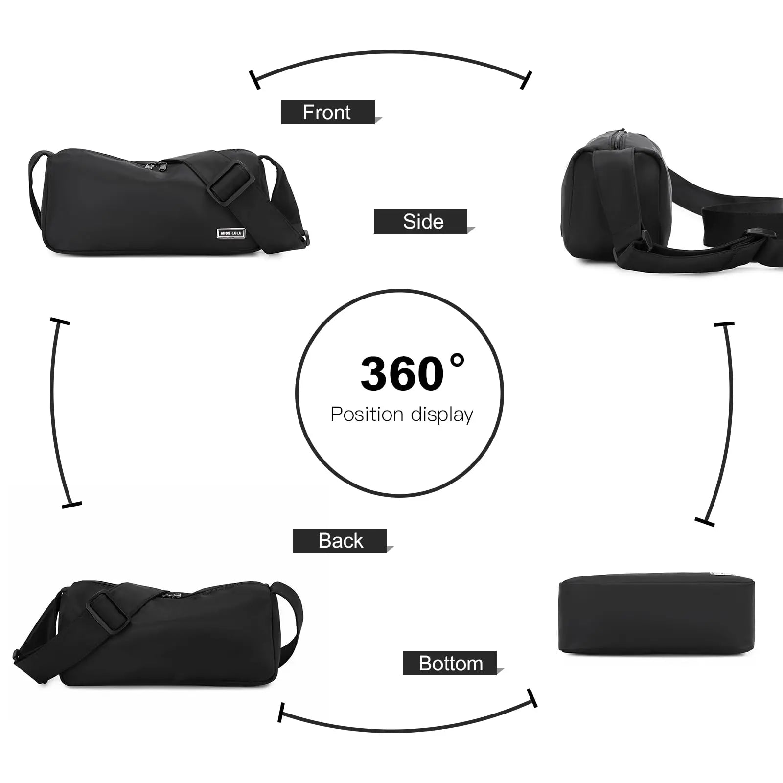 Miss Lulu Classic Crossbody Bag for Women - Stylish & Roomy Shoulder Bag, Unisex Fanny Pack Hobo Purse, Lightweight & Durable, P