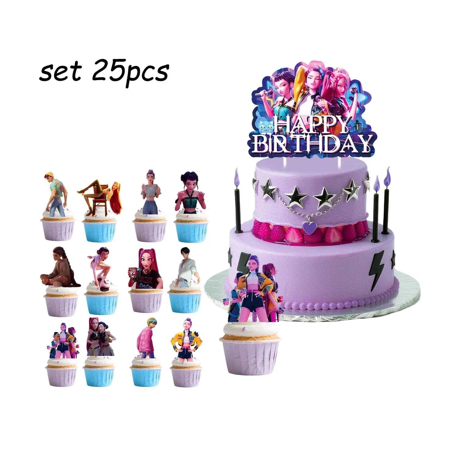 k pop demon hunters Theme Birthday Party Decorations Tableware Cup Plate  Gift bag paper Straw for Girls Baby Shower Supplies
