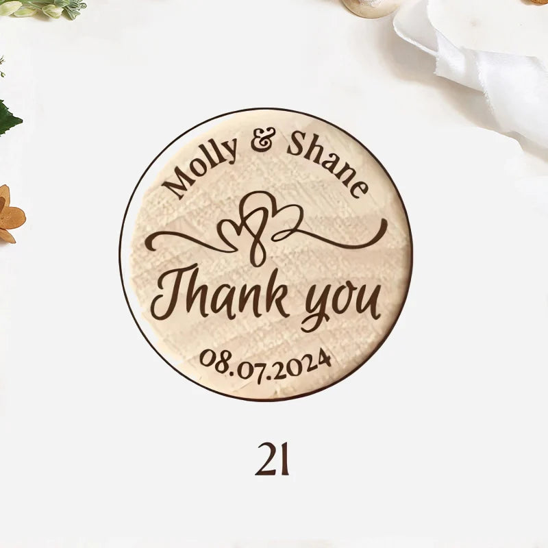 Custom 10pcs Wooden Wine Cork Stoppers with Thank You Card Wedding Party Baptism Ideas Personalized Gift for Guests in Bulk