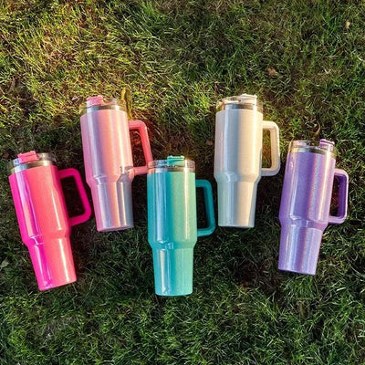 1200ml 40oz Tumbler With Handle Lid and Straw Insulated Stainless Steel Dupe Travel Mug Iced Coffee Cup In-Car Vacuum Gradient - Your Gift Ideas