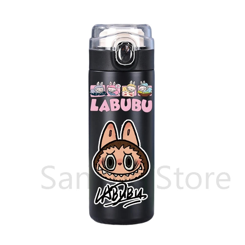 400Ml Water Bottle Cartoon Printed Thermos Cup Pocket Stainless Steel Thermal Coffee Mug Vacuum Insulated Flask Cup Kid Gift
