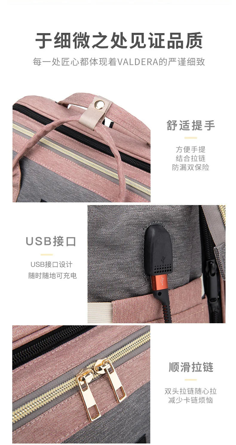Multifunctional Mother and Baby Bag Mom Bag Bottle Backpack 2024 New Folding Sleeping Changing Bag Diaper Backpack