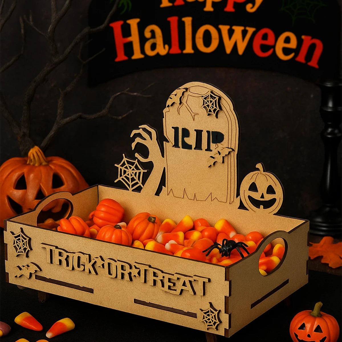 Halloween Wooden Candy Tray - YourGiftIdeasUK
