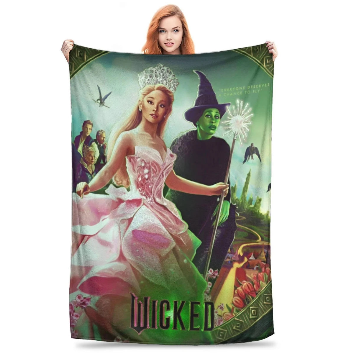 Wicked Elphaba & Glinda Tonal Blanket Magic Movie Flannel Throw Blankets Bedspreads Printed Soft Warm Multifunction Quilt - YourGiftIdeasUK