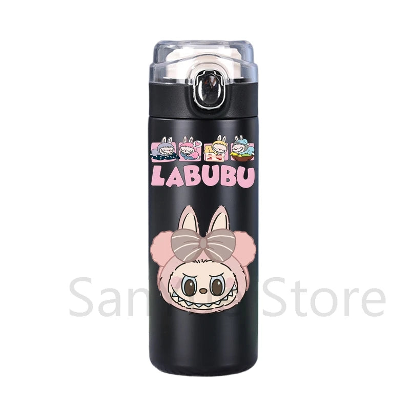 400Ml Water Bottle Cartoon Printed Thermos Cup Pocket Stainless Steel Thermal Coffee Mug Vacuum Insulated Flask Cup Kid Gift