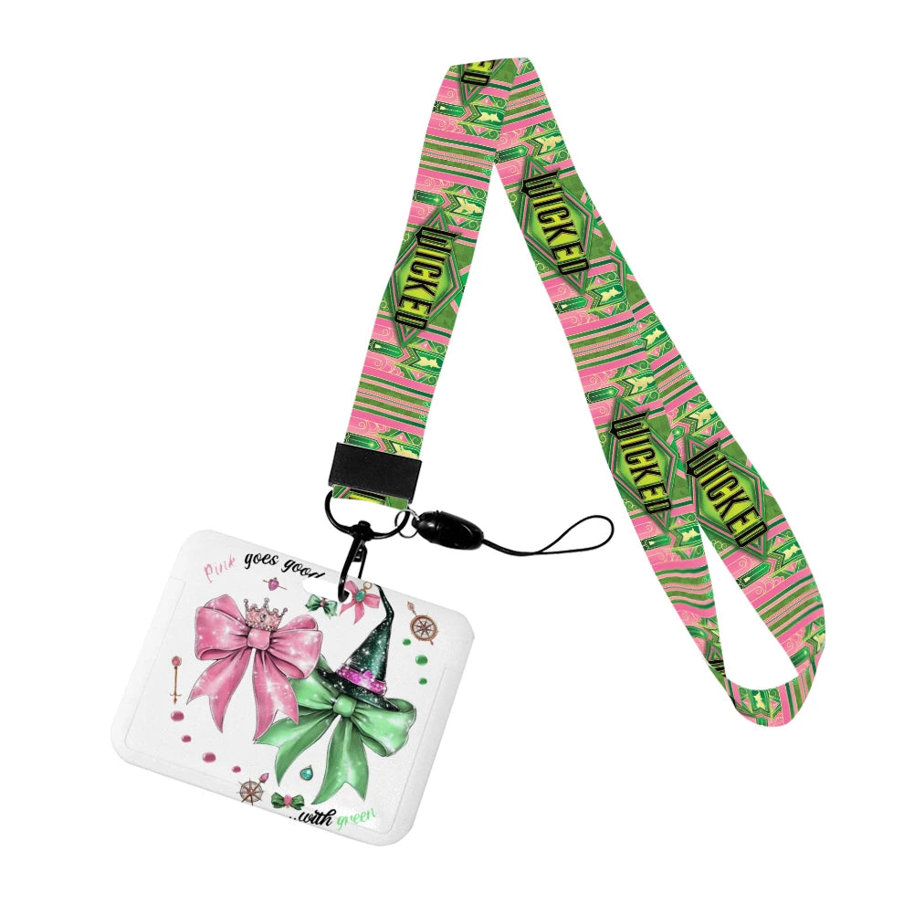 Wicked Glinda and Elphaba Women Lanyards ID Badge Holder Strap Work Card Bus Access Card Holder Keychains Accessories - YourGiftIdeasUK