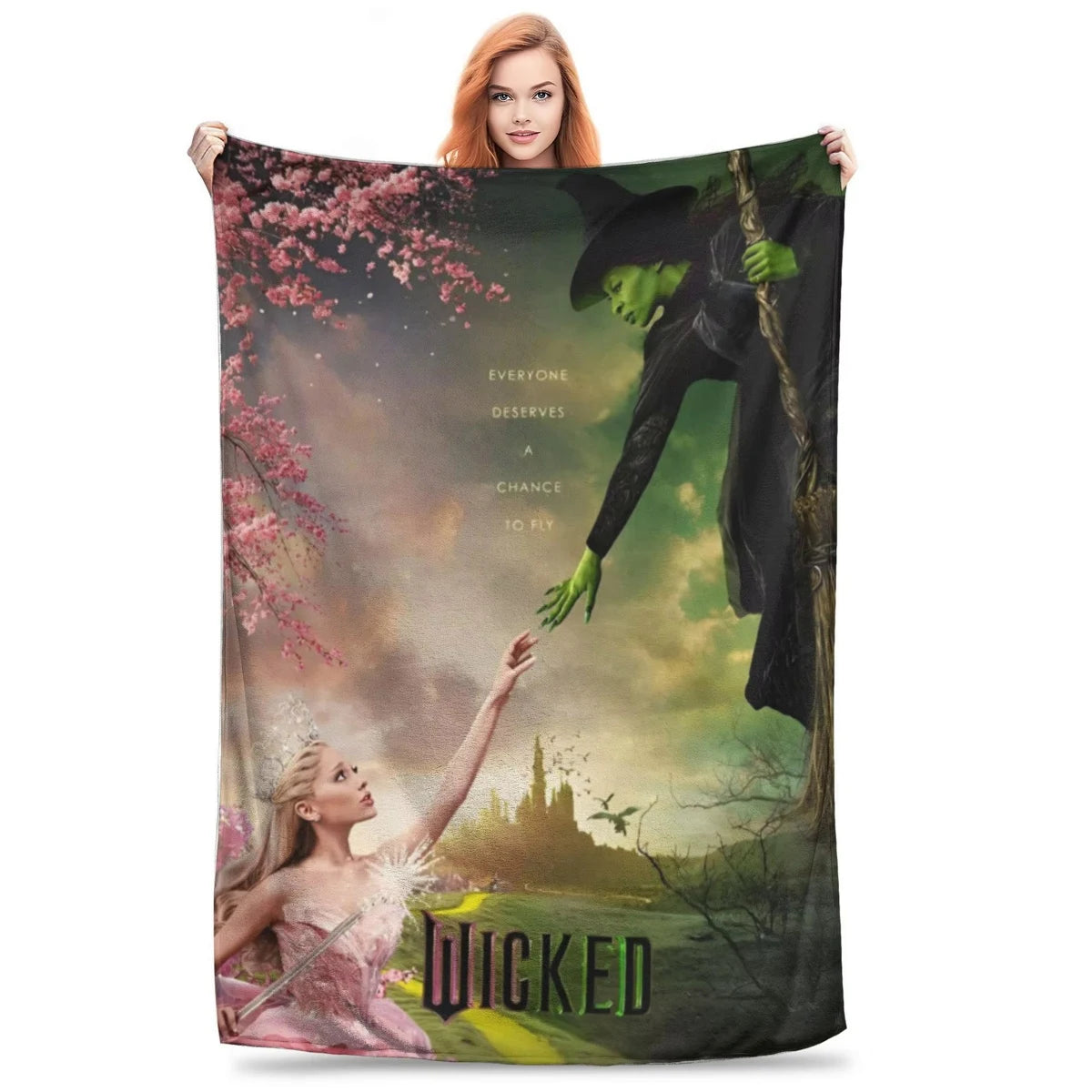 Wicked Elphaba & Glinda Tonal Blanket Magic Movie Flannel Throw Blankets Bedspreads Printed Soft Warm Multifunction Quilt - YourGiftIdeasUK