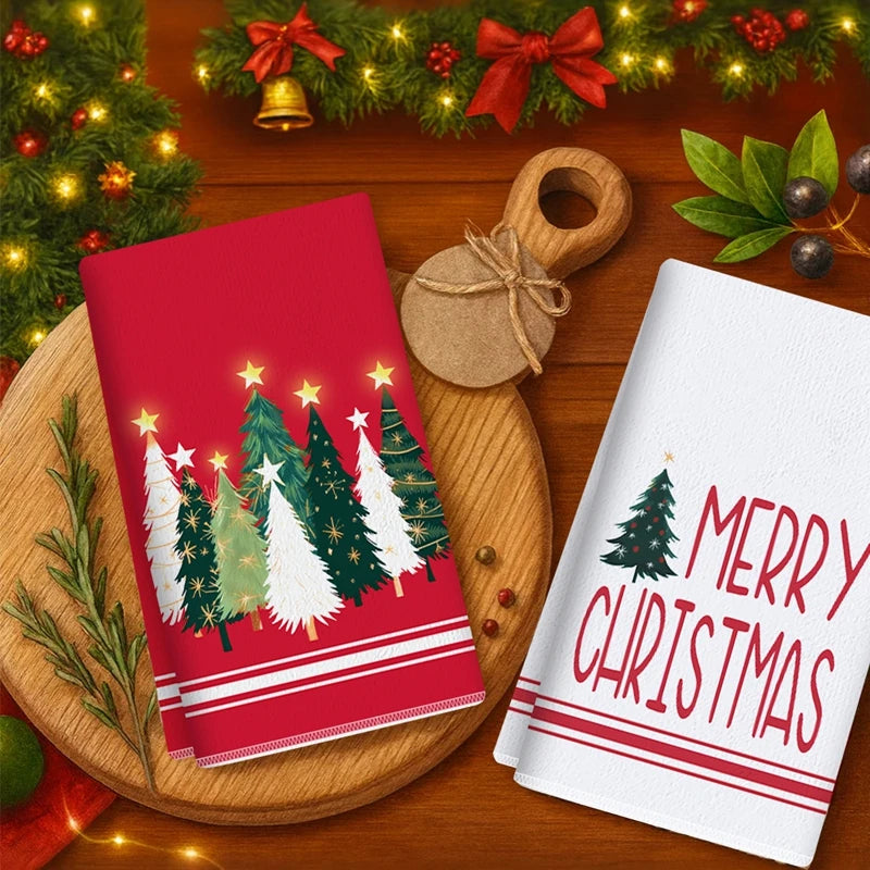 2pcs Christmas Kitchen Towels Merry Christmas Party Decoration 2025 Xmas Santa Claus Dish Towel Navidad Natal New Year Gift 2026 - YourGiftIdeasUK
