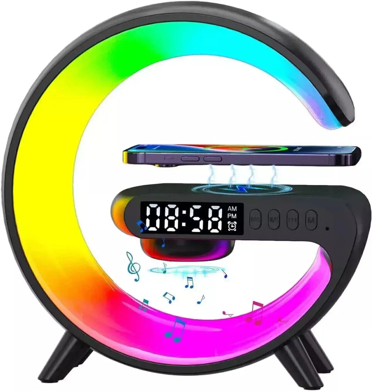 Smart G Lamp Bluetooth Speaker Wireless Charger RGB Alarm Clock Night Light 2025 - Your Gift Ideas