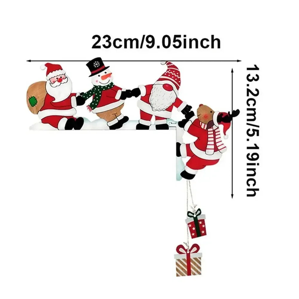 Christmas Door Frame Decoration, Santa Claus Snowman Elk Wooden Christmas Decorations, Door Frame Sign Pendant Xmas Party Decor - YourGiftIdeasUK