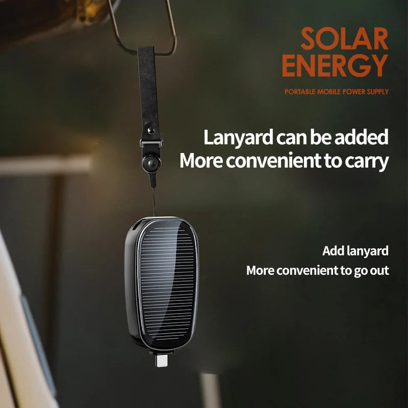 Solar Mini Power Bank Key Ring Portable Charger Compact Outdoor Camping External Battery Emergent Phone Powerbank 1200mAh 2025