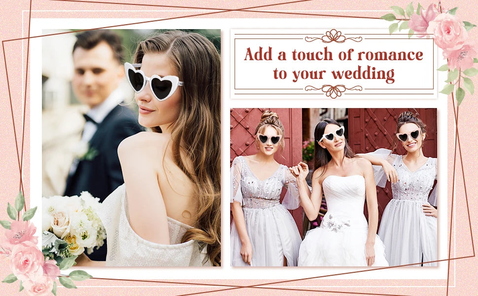12-100Pairs Heart Sunglasses Bulk Wedding Party Favors for Guests Bachelorette Hen Party Fun Glasses Team Bride Bridesmaids Gift