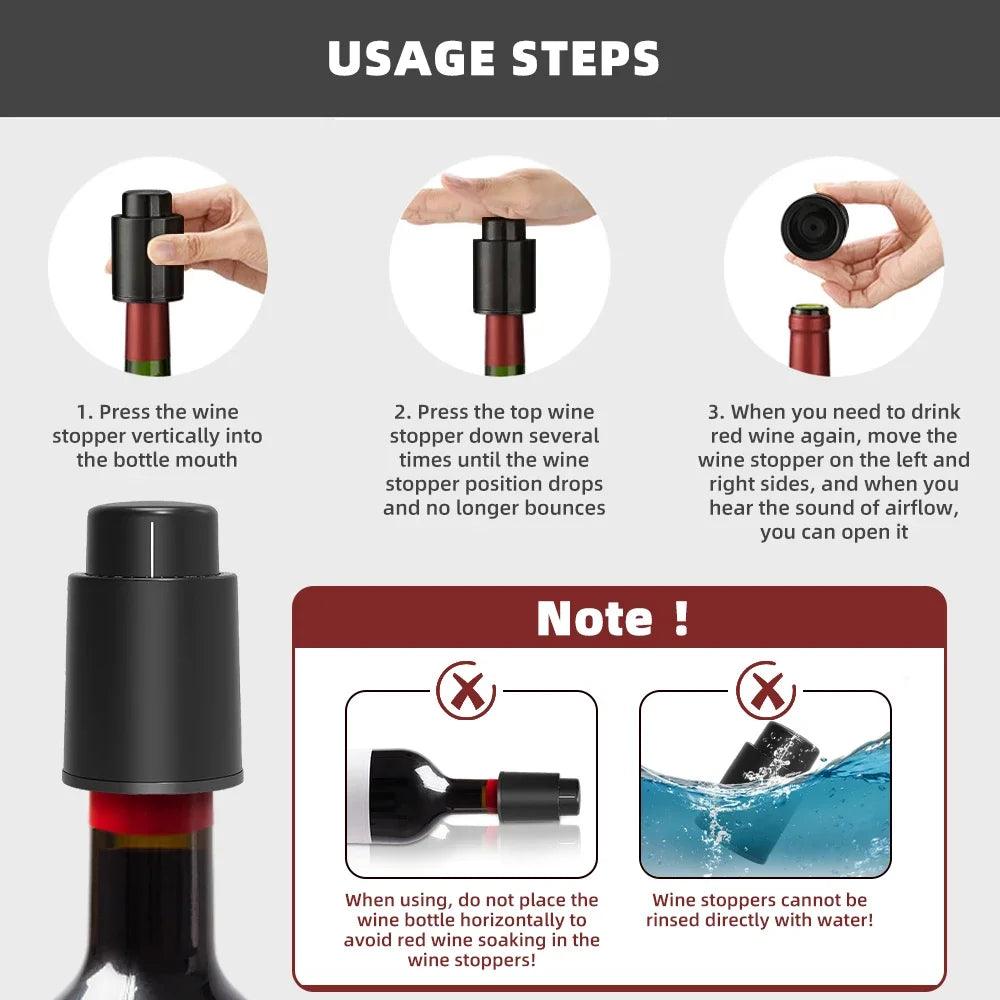 1/2pc Vacuum Wine Bottle Cap Stopper Sealed Storage Vacuum Memory Wine Stopper Push Style Barware Wine Cork Black Bar Tools - Your Gift Ideas