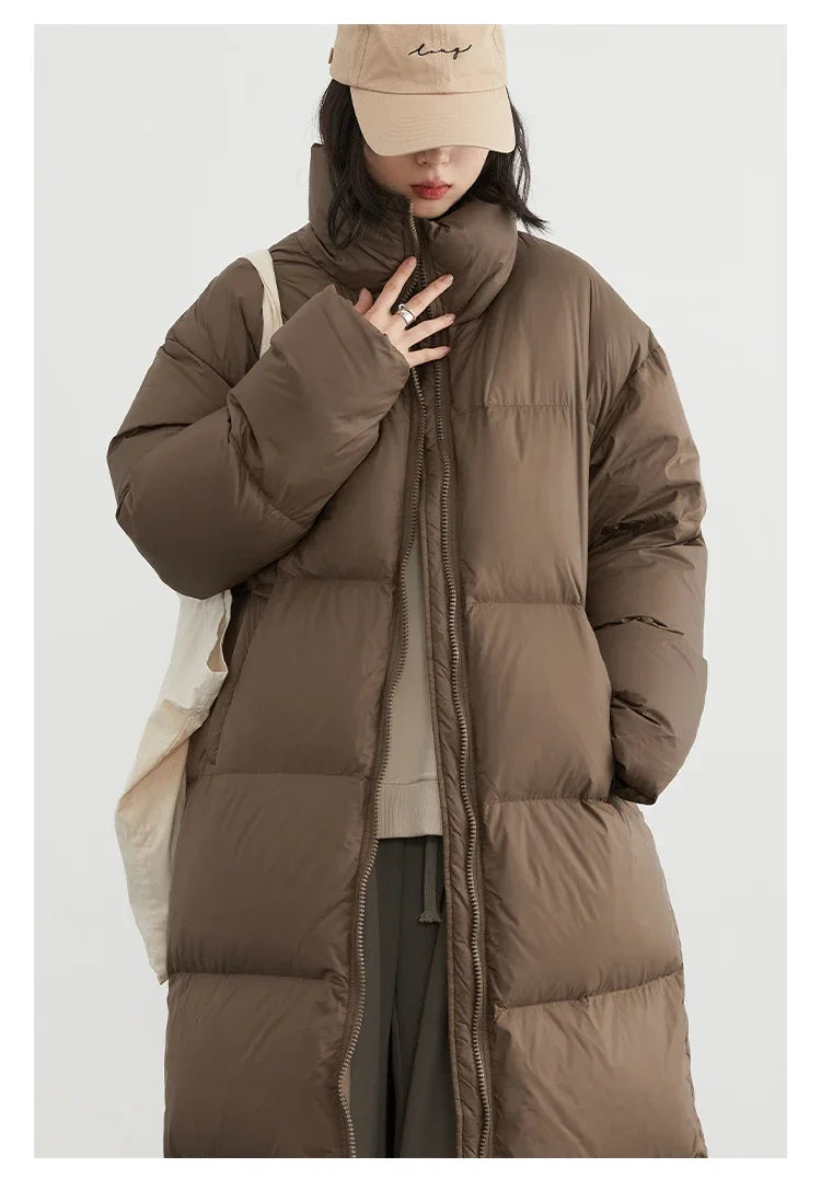 CHIC VEN Women Down Coats New Long Thick Warm Down Jackets Overcoat White Duck Down Loose Casual Jacket Autumn Winter 2023