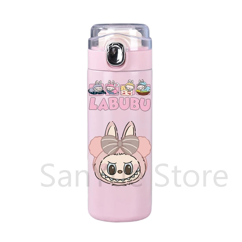 400Ml Water Bottle Cartoon Printed Thermos Cup Pocket Stainless Steel Thermal Coffee Mug Vacuum Insulated Flask Cup Kid Gift