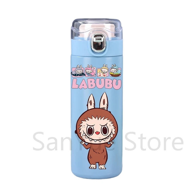 400Ml Water Bottle Cartoon Printed Thermos Cup Pocket Stainless Steel Thermal Coffee Mug Vacuum Insulated Flask Cup Kid Gift