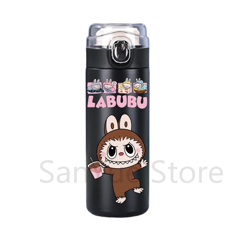 400Ml Water Bottle Cartoon Printed Thermos Cup Pocket Stainless Steel Thermal Coffee Mug Vacuum Insulated Flask Cup Kid Gift