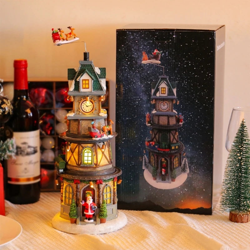 Delicate Christmas Music Box House Figurine with Led Light - YourGiftIdeasUK